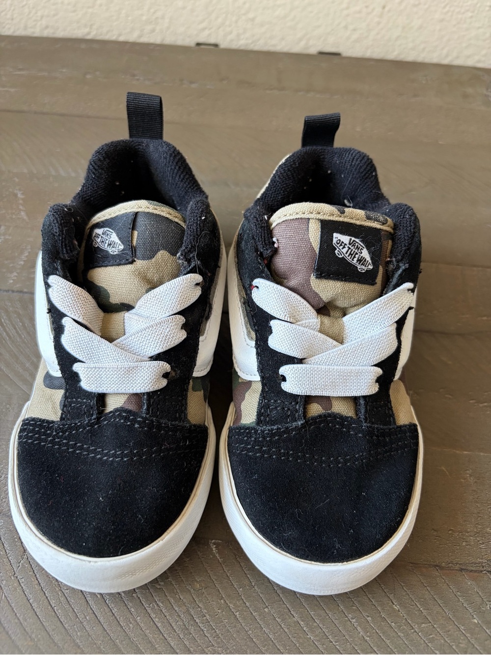 Vans Kids Black and Camo Low-Top Skate Sneakers